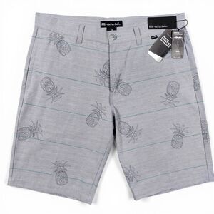 TravisMathew Sz 36 Pineapple Golf Shorts Gray Stretch Performance Casual Hybrid